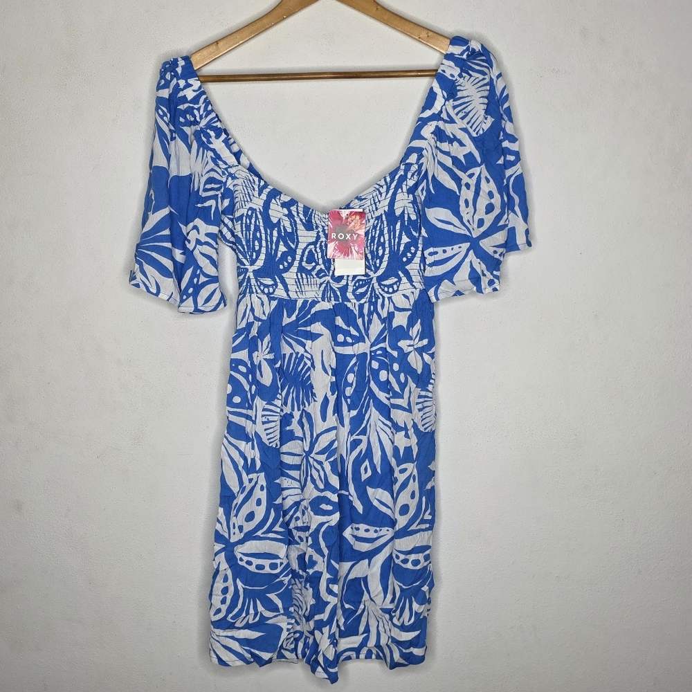 NEW Roxy Golden Dawn Mini‎ Tropical Bohemian Beach Summer Dress Small $60
